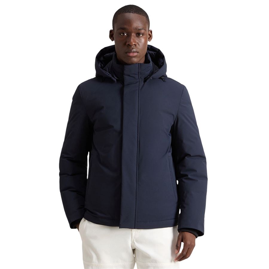Giacca da uomo in nylon elasticizzato imbottita con cappuccio rimovibile Woolrich | CFWOOU09293989
